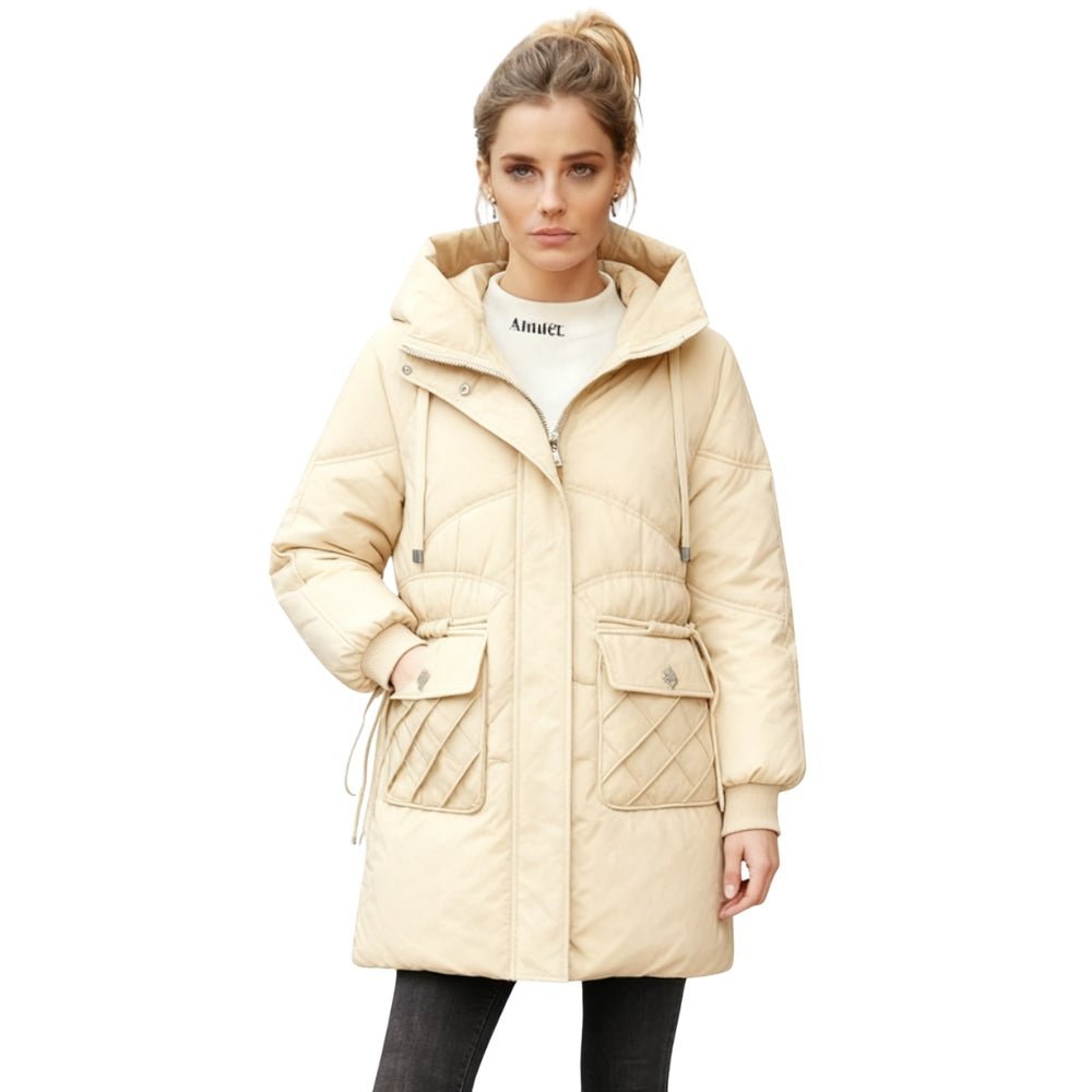 cold-weather essential," "thermal performance," "weather-resistant," "urban exploration," "chic outerwear," and "investment piece