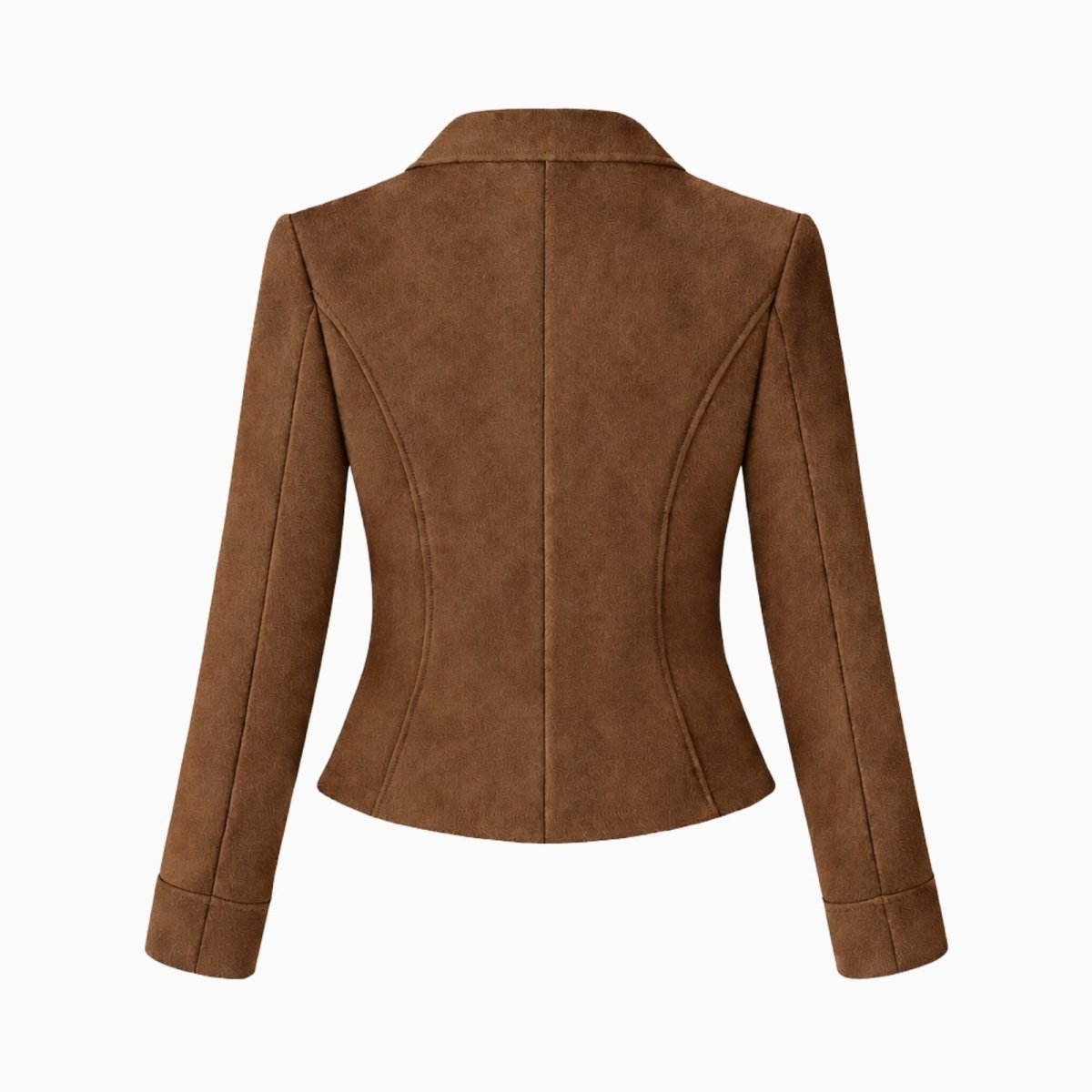Product flat lay showing the back of the Kouvr Fashion Espresso Brown Tailored Blazer, detailing the construction and seams.