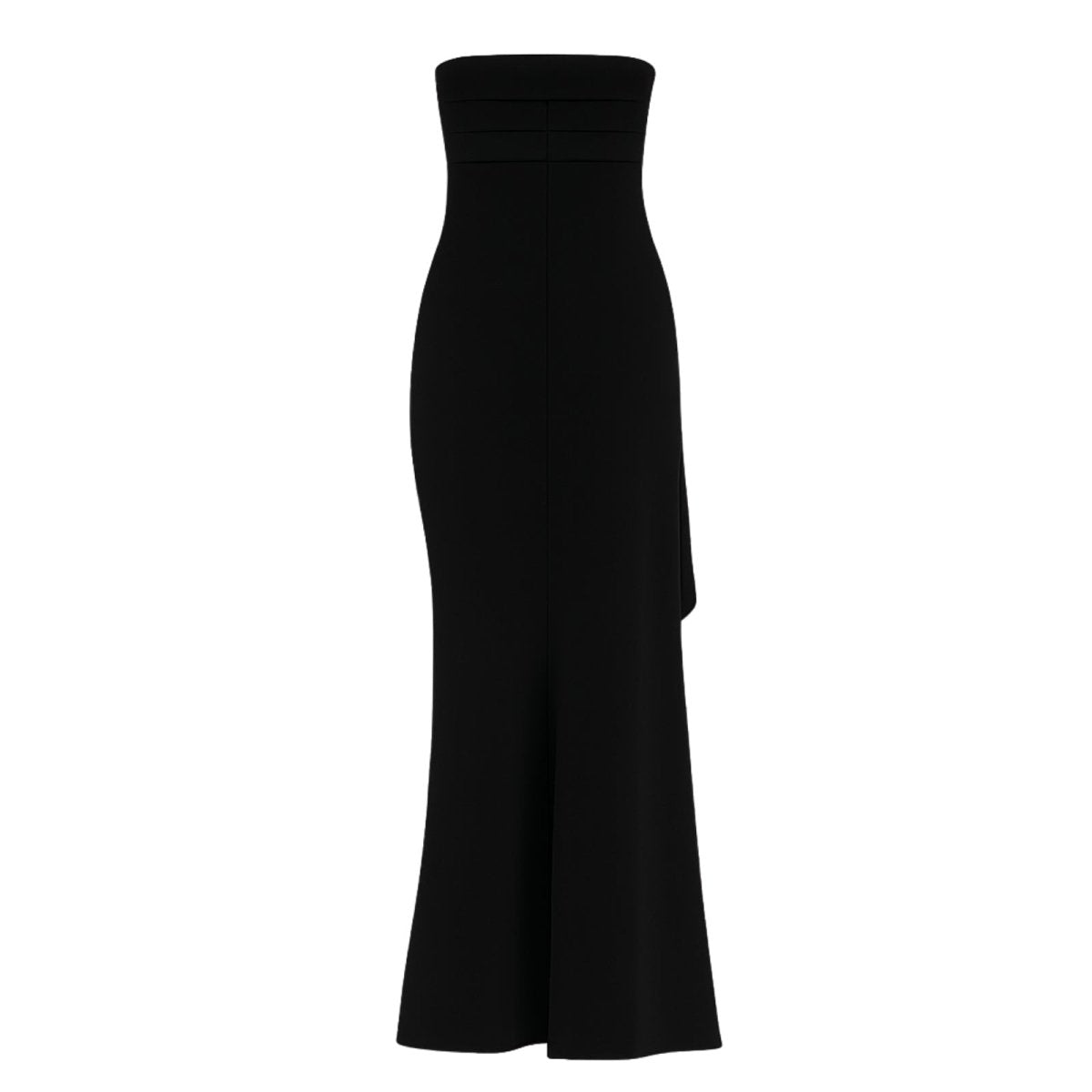 Black kouvrstrapless dress on a white background