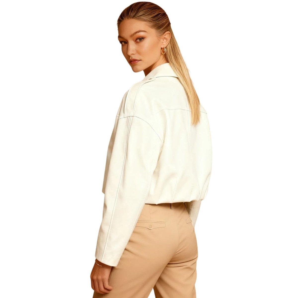 Kouvr Fashion cropped suede Keilani jacket in White. 